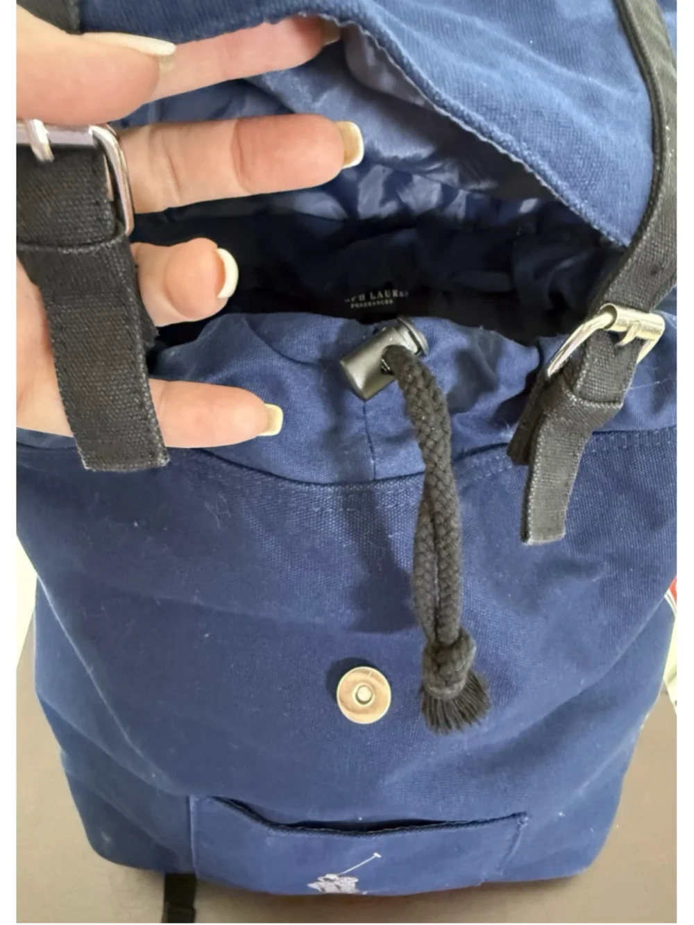 Ralph Lauren Canvas Backpack Unisex Logos Preppy Academic School Old Money Blue